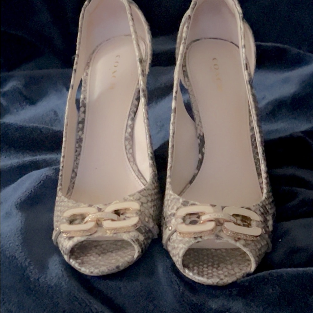 Coach snakeskin wedges. Size 9